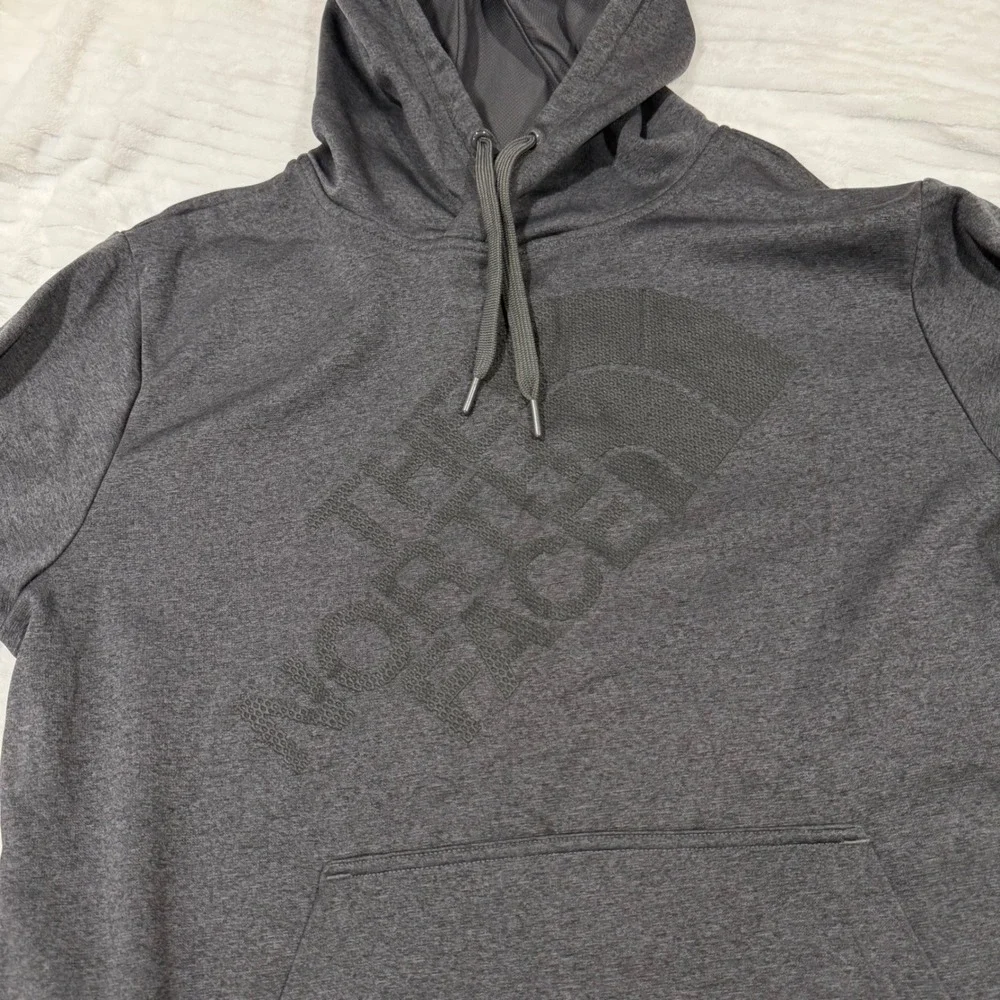 The North Face Mens Large Gray Tonal Logo Fleece Pullover Hoodie Sweatshirt